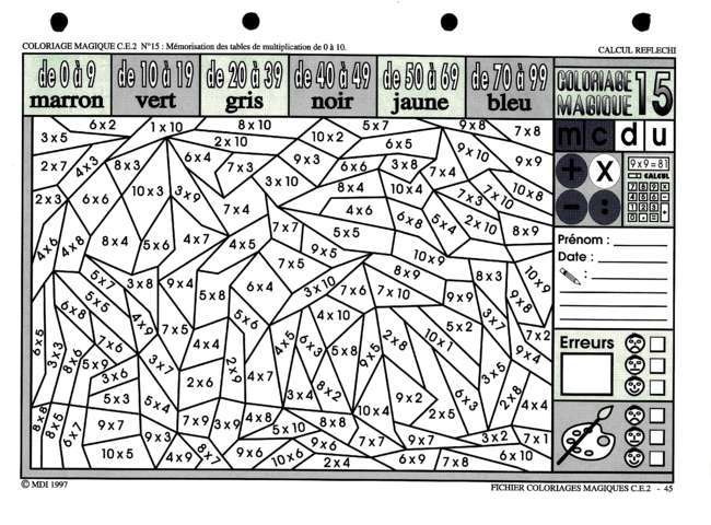 Coloriage Dessin Magique Ce2 Cp Multiplication - Magique à imprimer